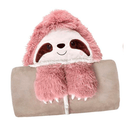 Animal Fluffy Fleece Unisex Hooded Blankets - Pink and Beige Sloth
