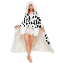 Animal Fluffy Fleece Unisex Hooded Blankets - Cow