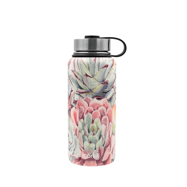 Iconix Succulent Selection Stainless Steel Hot and Cold Flask - Stainless Steel Lid