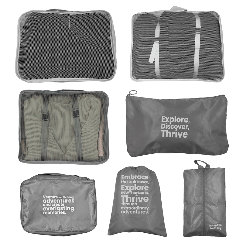 7 Piece Travel Luggage Organiser Set with Breathable Mesh