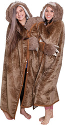 Animal Fluffy Fleece Unisex Hooded Blankets - Brown Sloth