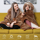 Animal Fluffy Fleece Unisex Hooded Blankets - Brown Sloth