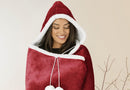 Fluffy Fleece Unisex Oversize Hooded Blanket - Ruby Red