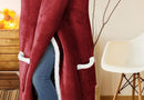 Fluffy Fleece Unisex Oversize Hooded Blanket - Ruby Red