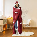 Fluffy Fleece Unisex Oversize Hooded Blanket - Ruby Red