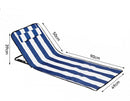 Portable Foldable Beach & Pool Lounger with Adjustable Backrest & Carry Bag - Blue Stripe