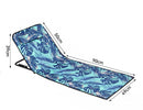 Portable Foldable Beach & Pool Lounger with Adjustable Backrest & Carry Bag - Blue Tropic Leaf