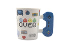 Game-themed mug with joystick handle on a white background