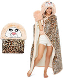 Animal Fluffy Fleece Unisex Hooded Blankets - Leopard