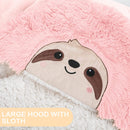Animal Fluffy Fleece Unisex Hooded Blankets - Pink Sloth