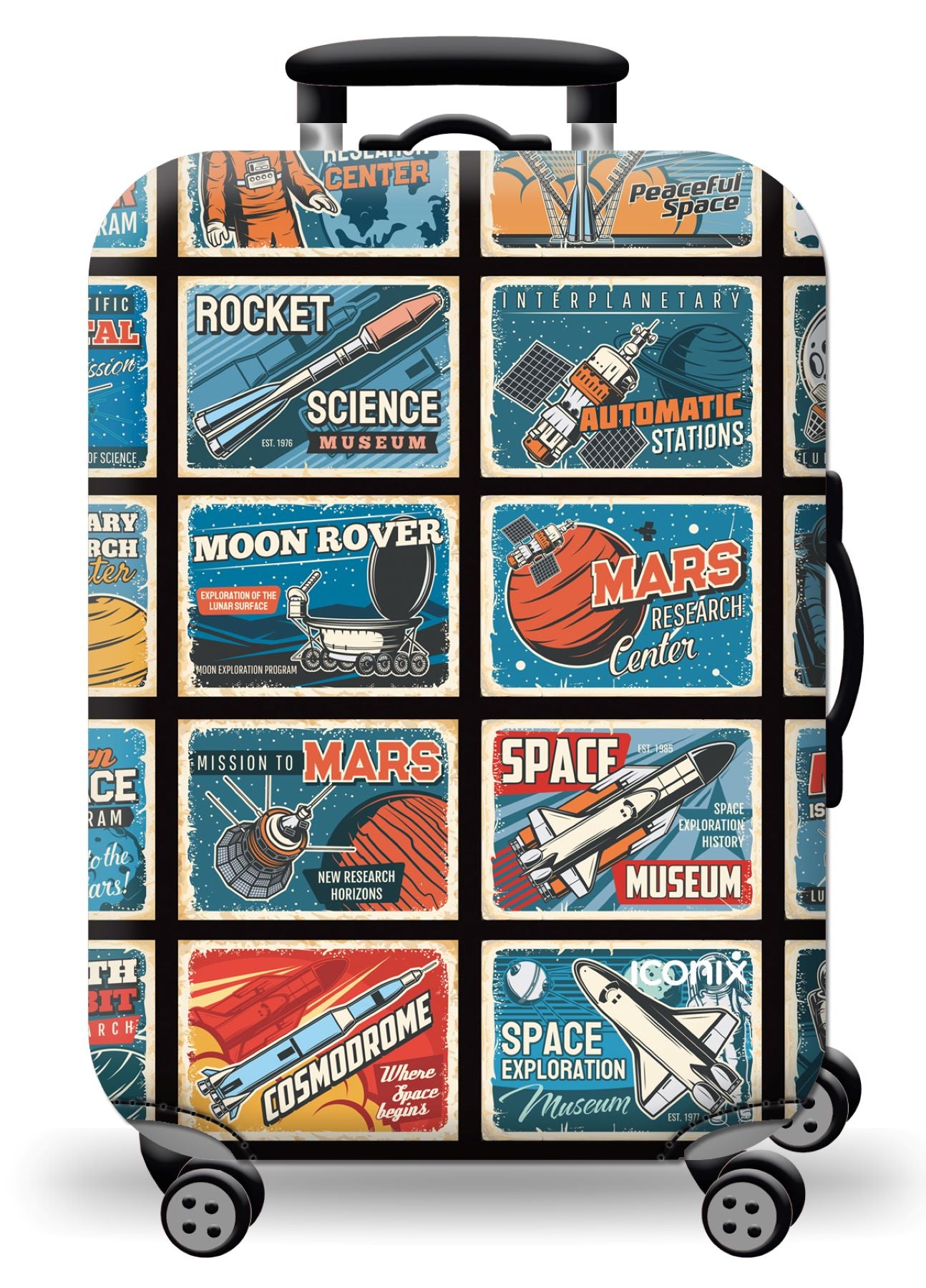 Psychedelic Compass Pattern Print Luggage Cover Protector