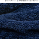 Fluffy Fleece Unisex Oversize Hooded Blanket - Navy Blue