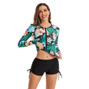 Women's Long Sleeve Floral Selection Two Piece Boxer Swimsuit