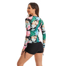 Women's Long Sleeve Floral Selection Two Piece Boxer Swimsuit