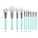 12 Piece Makeup Brush Set With Pouch - Turquoise Makeup Brush Sets Iconix