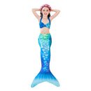 3 Piece Kids Blue Sparkle Printed Mermaid Bikini | DH84 Mermaid Bikini Iconix