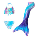 3 Piece Kids Nighttime Blues Mermaid Bikini | KH01 mermaid swimsuits Iconix