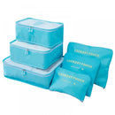 6 Pieces Travel Luggage Organiser Set Storage & Organization Iconix Blue