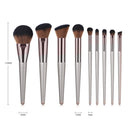 9 Piece Silver Makeup Brush Set with Pouch Makeup Brush Sets Iconix