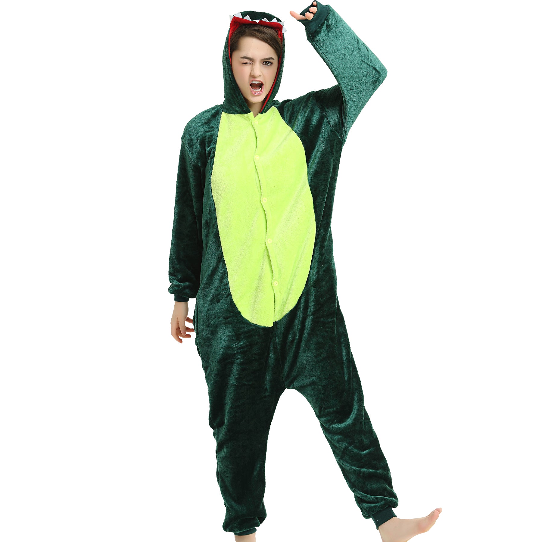 Iconix 1 Piece Unisex Comfortable Green Adults Dinosaur Onesie