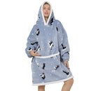 Adults Grey Boston Terrier Oversized Plush Blanket Hoodie Adult Blanket Hoodies Iconix