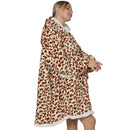 Adults Leopard Print Oversized Plush Blanket Hoodie Adult Blanket Hoodies Iconix