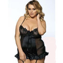 Black Croch Back Floral Bra Plus Size Babydoll | R7429P After Dark Iconix