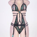 Flirty Peacock Green Teddy With Garter And Stocking-R80261P After Dark Iconix