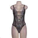 Halter Black Lace Teddy With Embroidery-R80320 After Dark Iconix