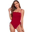 Iconix Draped High Cut Solid Colour One Piece Swimsuit - Red Bikinis Iconix