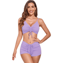 Iconix Sporty High Waist Two-piece Solid Colour Swimwear - Purple Bikinis Iconix