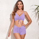 Iconix Sporty High Waist Two-piece Solid Colour Swimwear - Purple Bikinis Iconix