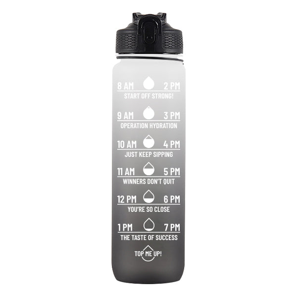 Black Motivational Water Bottle - 3 Piece