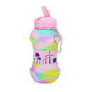 Kids Collapsible Silicone Water Bottle - Global Pink and Green Iconix