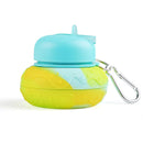 Kids Collapsible Silicone Water Bottle - Green and Blue Doughnut Iconix