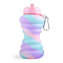 Kids Collapsible Silicone Water Bottle - Purple and Blue Doughnut Iconix