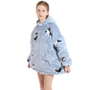 Kids Grey Boston Terrier Oversized Plush Blanket Hoodie Kids Blanket Hoodies Iconix