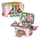Kids Pretend Basket Playset - Pink Kitchen Pretend Play Toys Iconix
