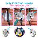 Kids Soft Stuffed Travel Pillows With Seat Belt Covers - Unicorn Iconix
