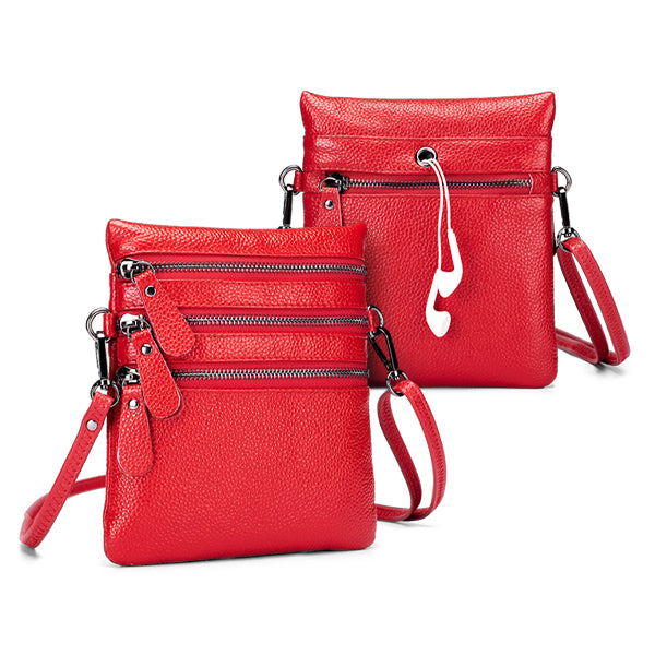 Ladies 3 Zip Crossbody Bag Red