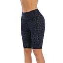 Ladies Blue Leopard Bike Shorts with Pocket | UP52 Women's Shorts Iconix