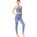 Ladies Blue Treed Yoga Set Activewear | HK247 leggings Iconix