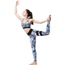 Ladies Blue Tropical Yoga Set Activewear | HK204 Leggings Iconix