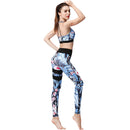 Ladies Blue Tropical Yoga Set Activewear | HK204 Leggings Iconix