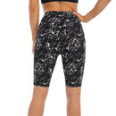 Ladies Marble Black Bike Shorts with Pocket | UP56 Women's Shorts Iconix