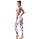 Ladies White Floral Yoga Set Activewear | HK211 Leggings Iconix