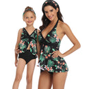Matching Mom or Daughter Black Tropical Two-Piece Swimwear matching bikinis Iconix