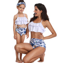 Matching Mom or Daughter Blue and White Floral Coconut Two-Piece Bikini matching bikinis Iconix