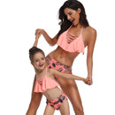 Matching Mom or Daughter Peach Floral Sexy Print Two-Piece Bikini matching bikinis Iconix