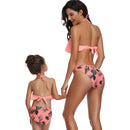 Matching Mom or Daughter Peach Floral Sexy Print Two-Piece Bikini matching bikinis Iconix